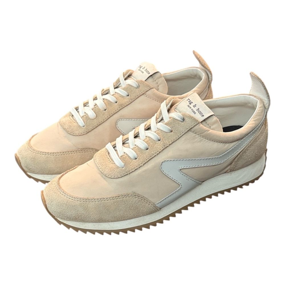 Rag & Bone Suede Leather And Nylon Cream White Lace-Up Women’s Sneakers Size 7.5